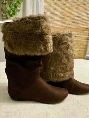 Vintage Report Melany Faux-Fur Winter Boots, Brown size 8, NWT Boho Grunge